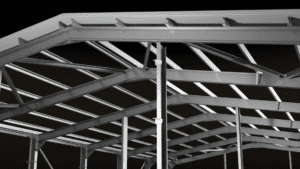 3D Modelled Cold rolled steel frame structure with studio lighting