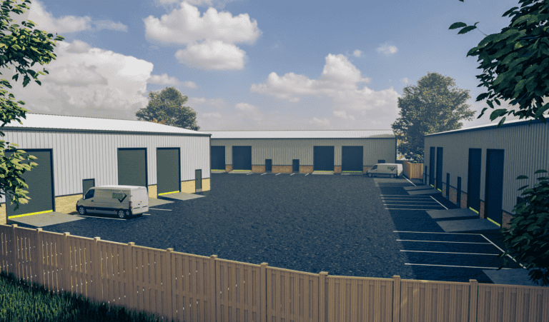 3D Design of a Large Steel Building Rental Compound in the UK