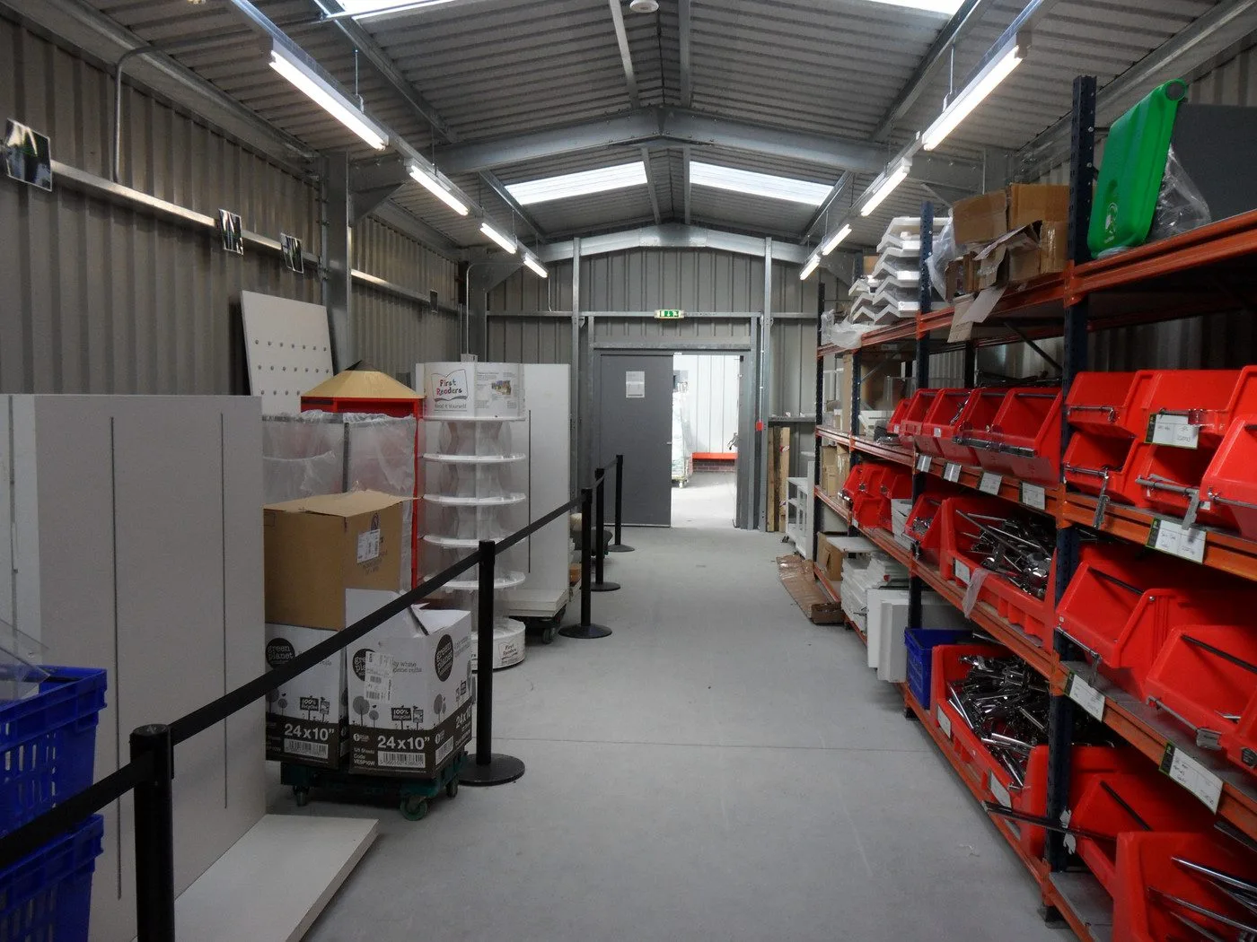 Racking system installed in a storage building for marks & spencer's in Warrington by Springfield Steel Buildings